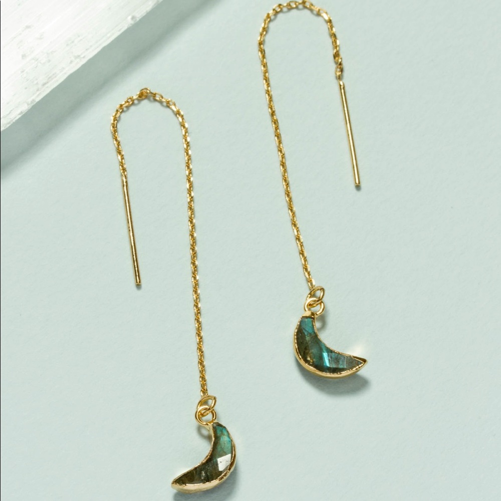 Luna Norte Labradorite moon threader earrings